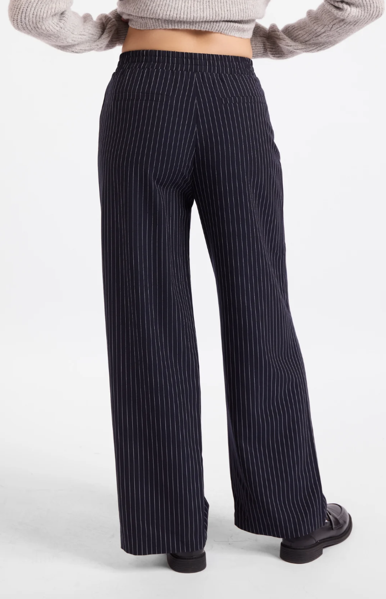 Navy Pinstripe Pull On Pant