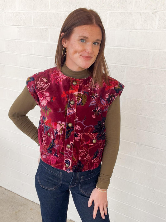 Ivy Jane Velveteen Vest- Merlot