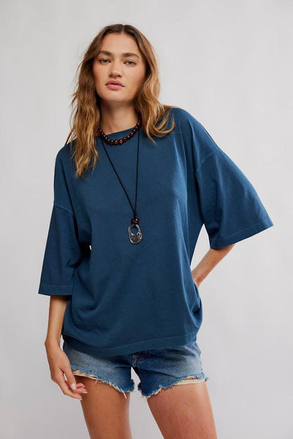 Free People Perfect Oversized Tee- Navy