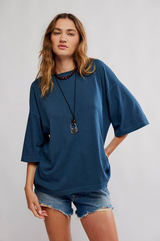 Free People Perfect Oversized Tee- Navy