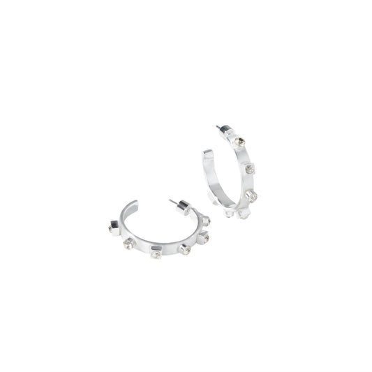 Smith & Co:  Silver Metal Hoop- Crystal