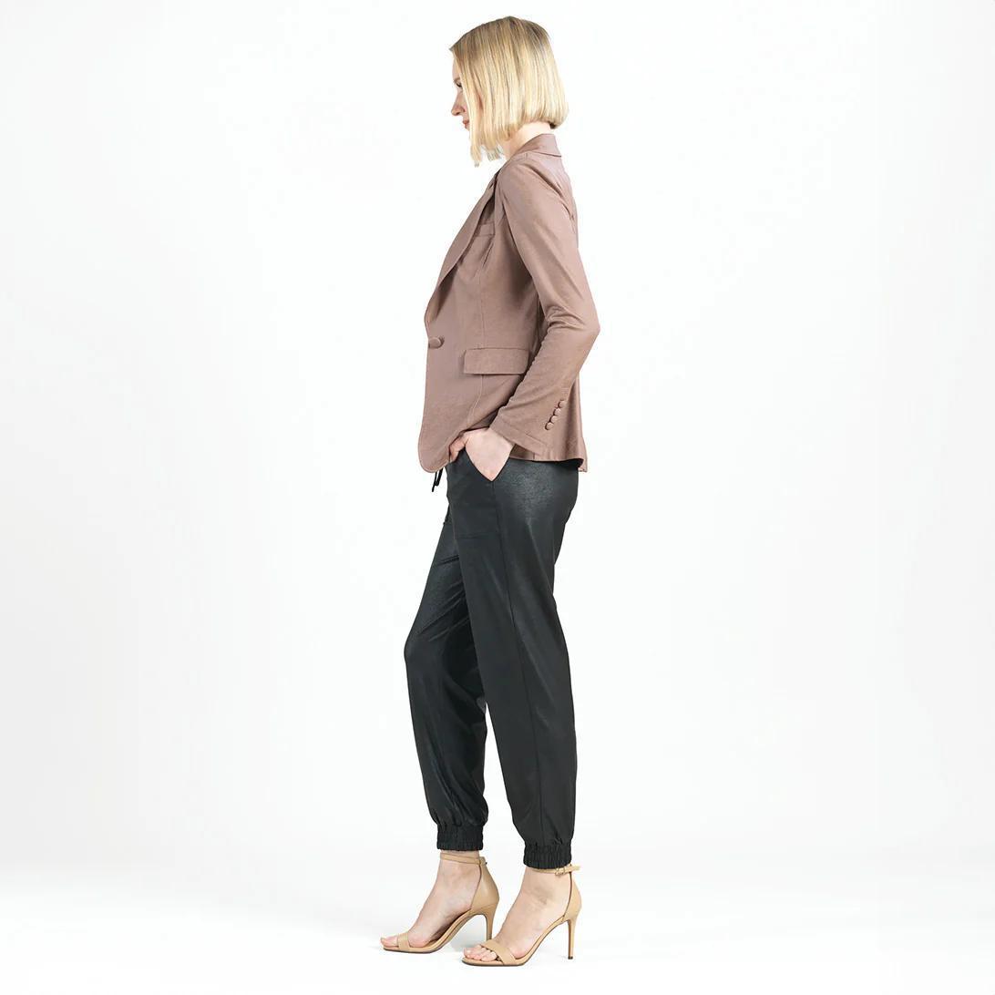 Liquid Leather Blazer- Taupe