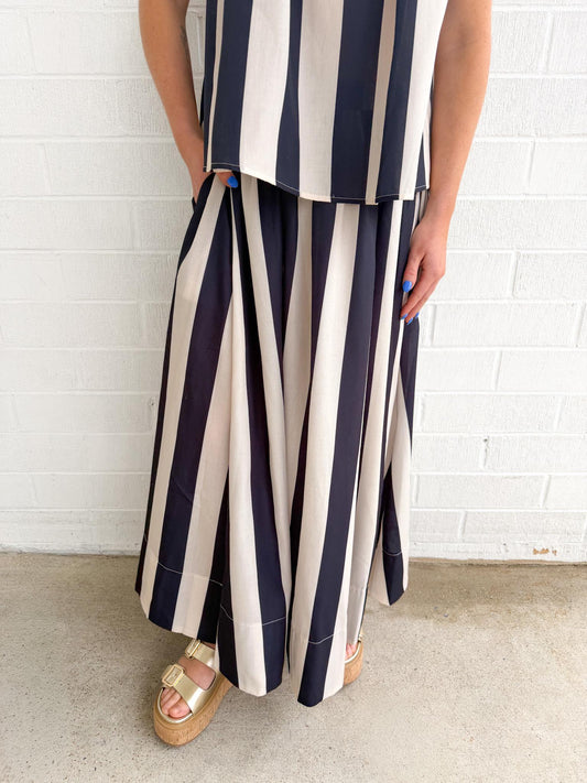 Stripe Flare Maxi Skirt