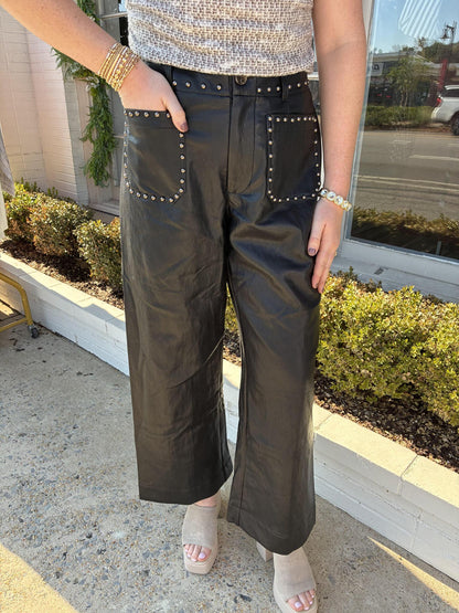 Studded Leather Pant- Black