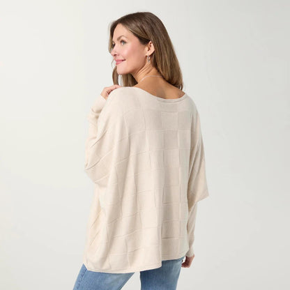 Textured Knit Poncho- Oatmeal