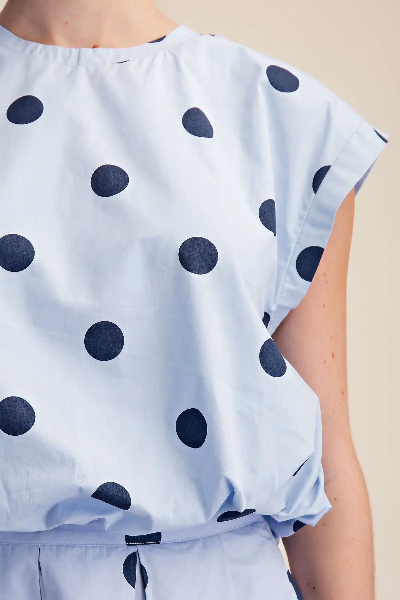 Polka Dot Bubble Top-Blue