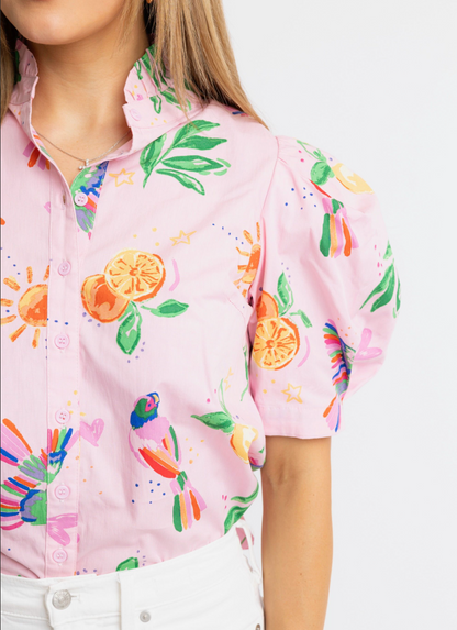 Summer Fruit Puff Sleeve Top