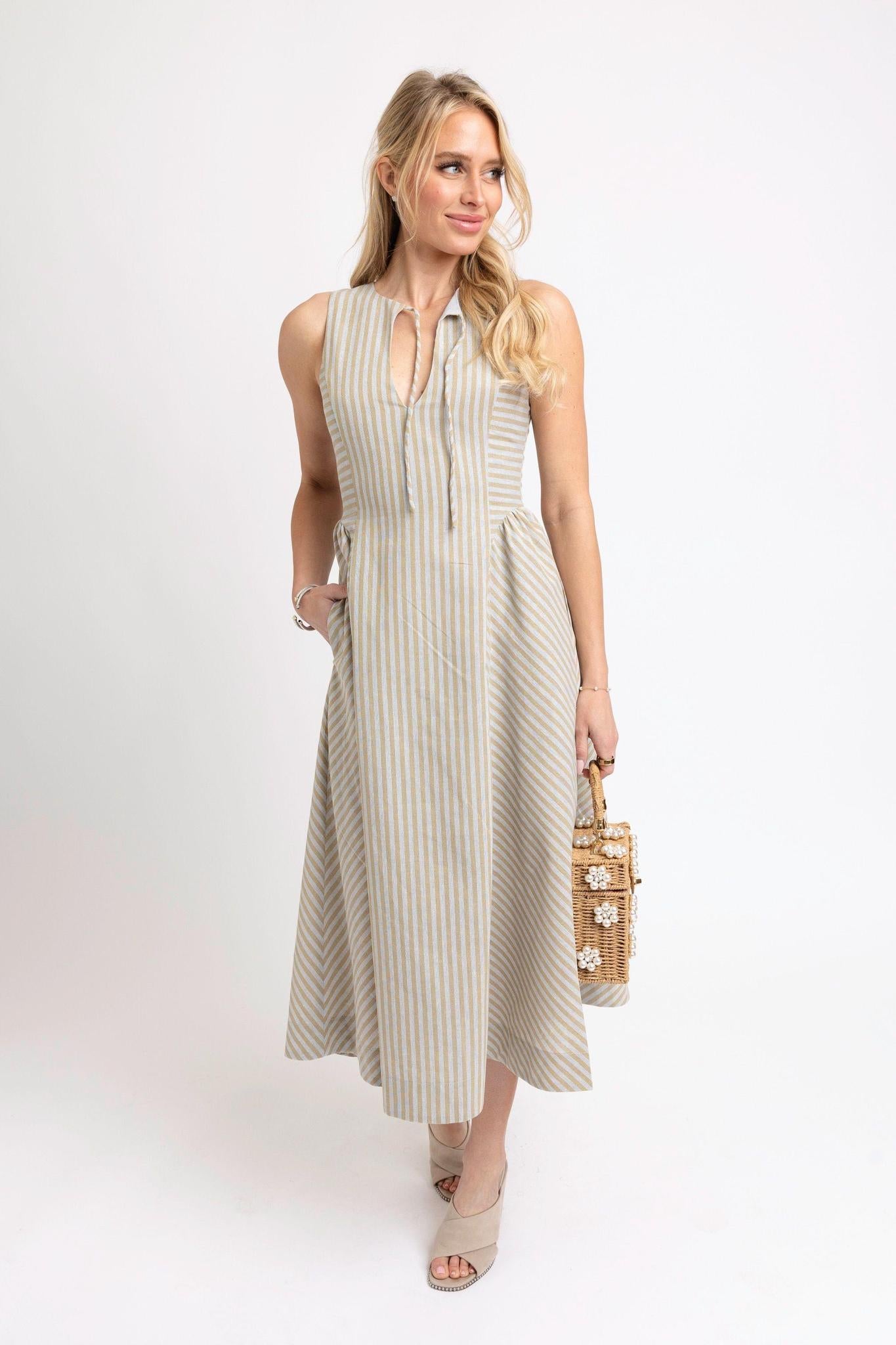 Linen Stripe Maxi Dress