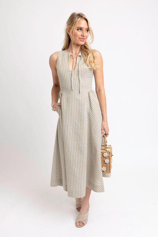 Linen Stripe Maxi Dress