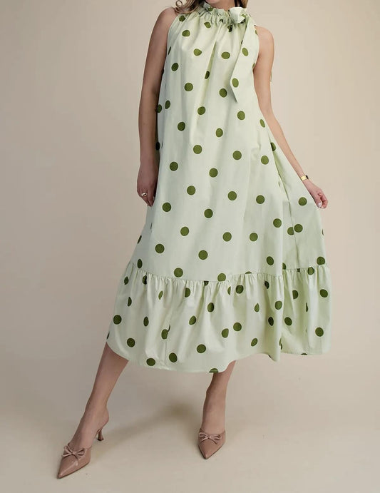 Polka Dot Tie Midi Dress