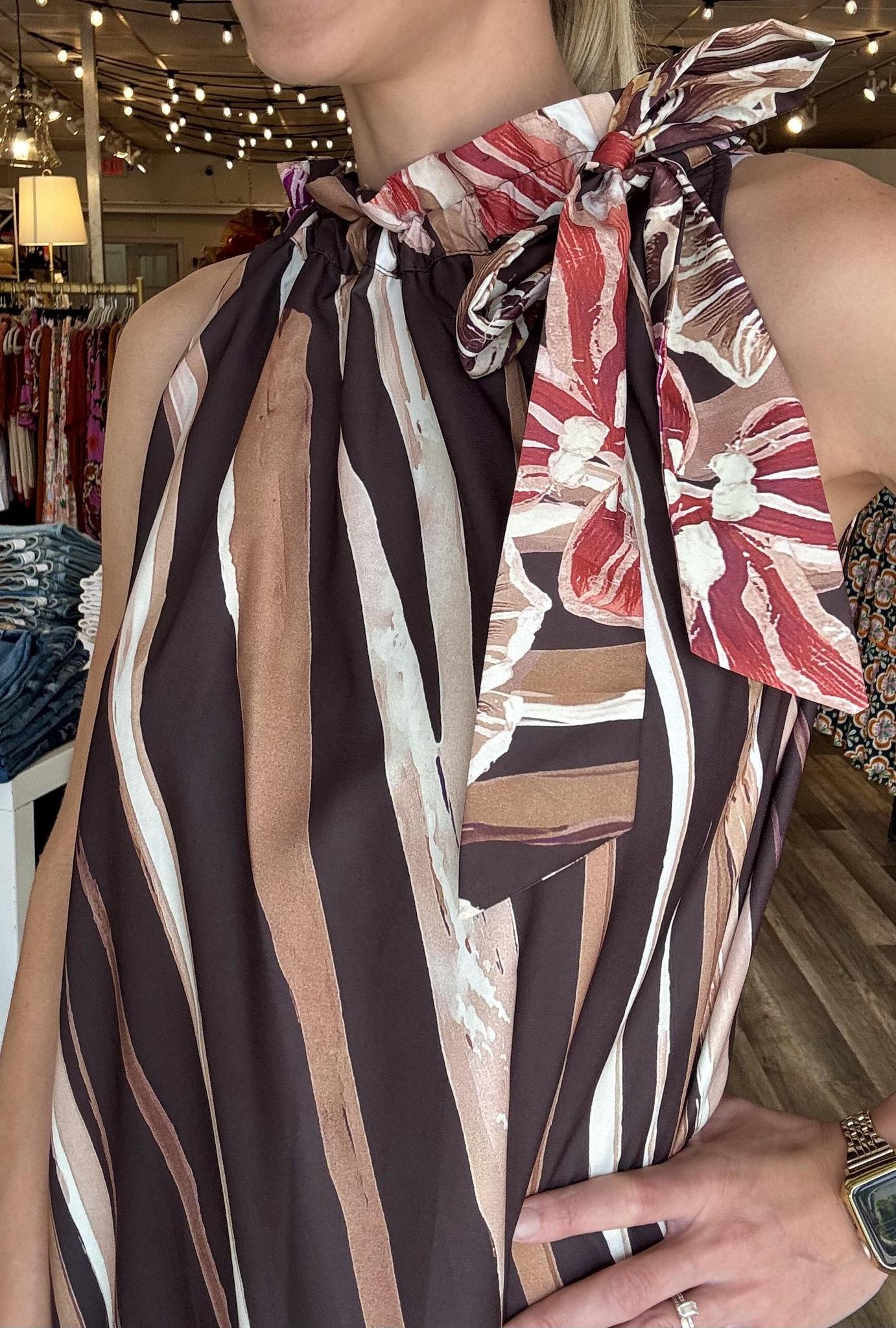 Floral Tie Neck Dress