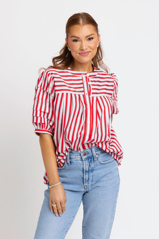 Stripe America Pleat Top