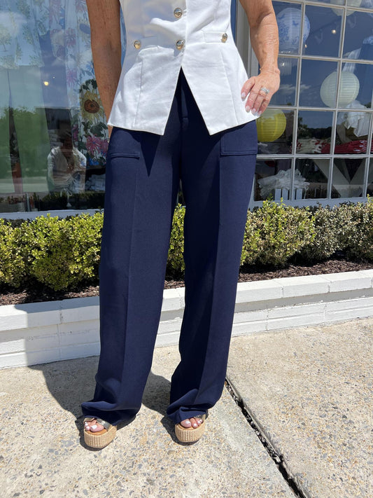 Diana Wide Leg Pant-Navy