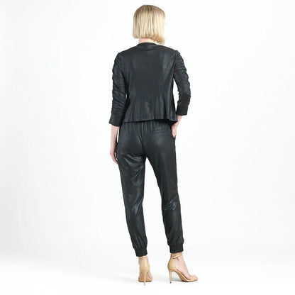 Liquid Leather Ruched Jacket