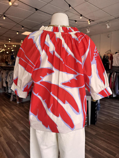 Cici Blouse- Monstera Red