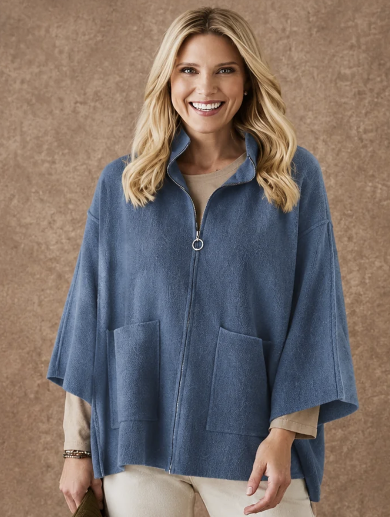 Heavenly-Luxe Zip Cardi- Stellar Blue