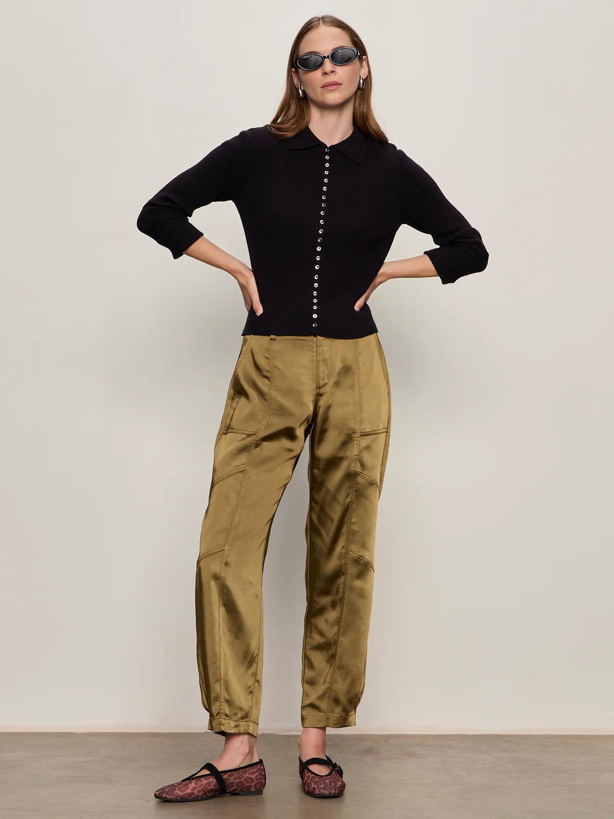 Satin Taper Pant- Dirty Martini