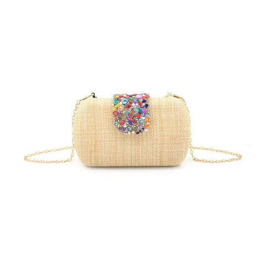 Multi Stone Clutch- Tan