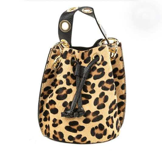 Leopard Cowhide Bucket
