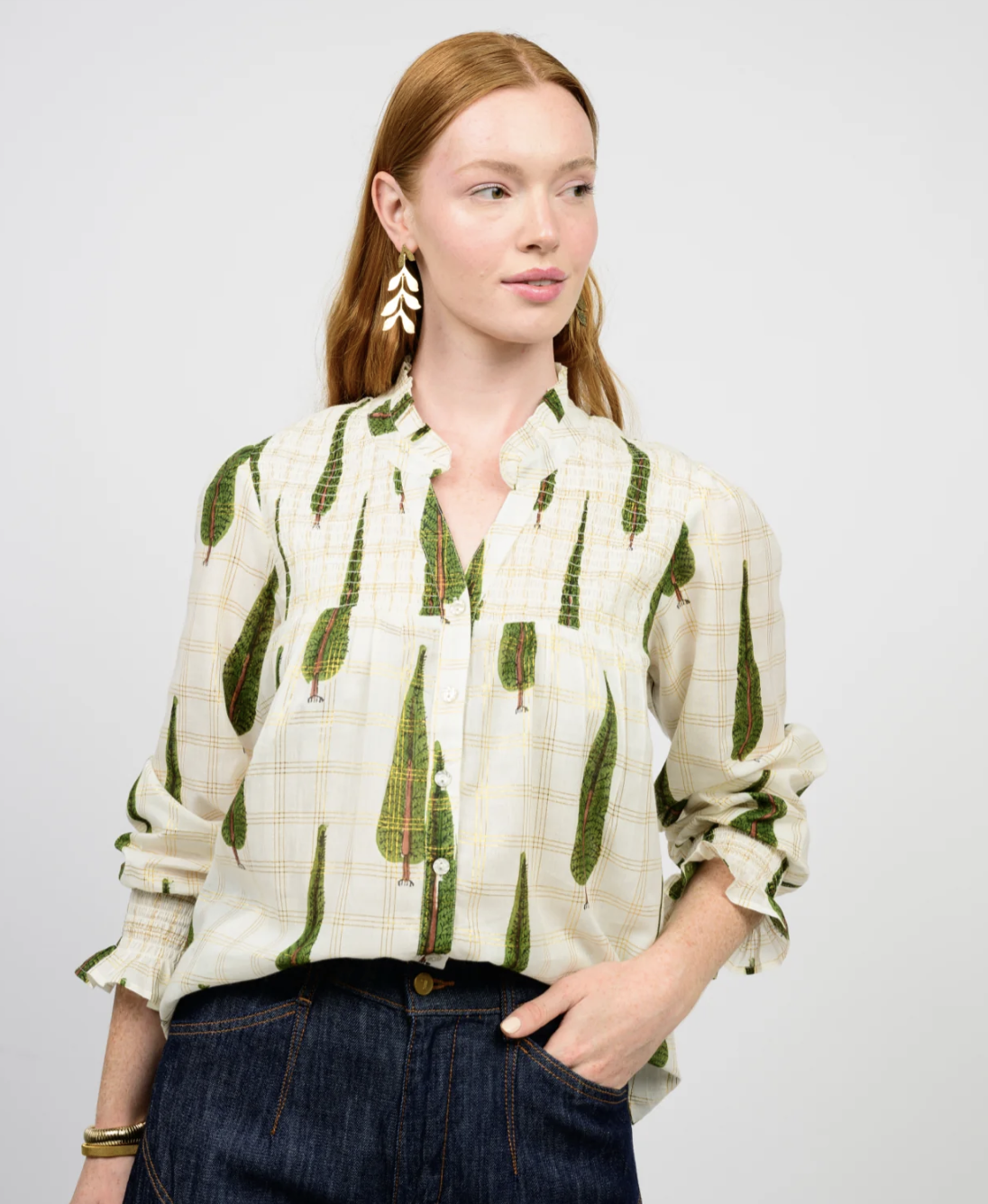 Ivy Jane Metallic Plaid Tree Top