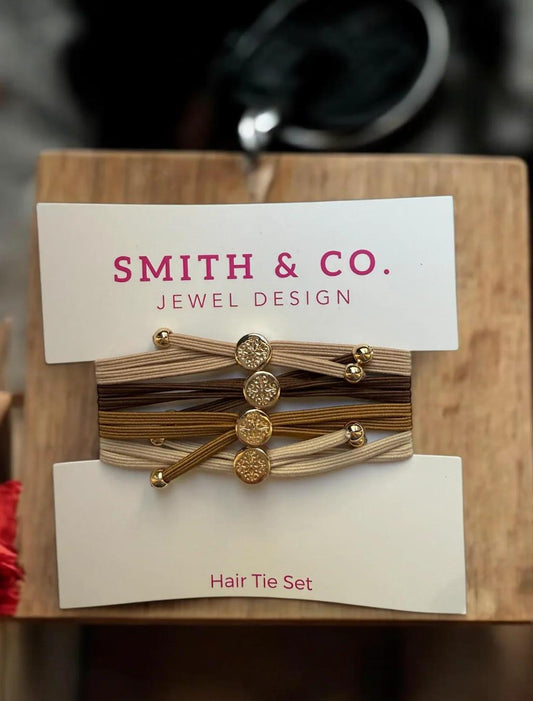 Smith & Co:  Skinny Hair Tie Set- Caramel Latte