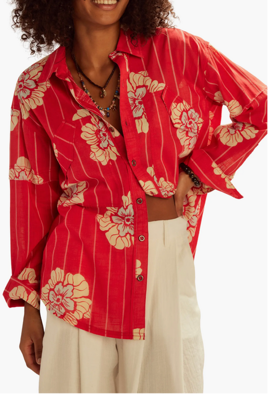 Free People Hidden Flower Shirt