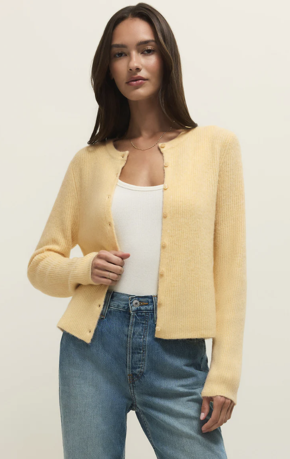 Medina Rib Cardigan- Custard