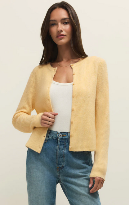 Medina Rib Cardigan- Custard