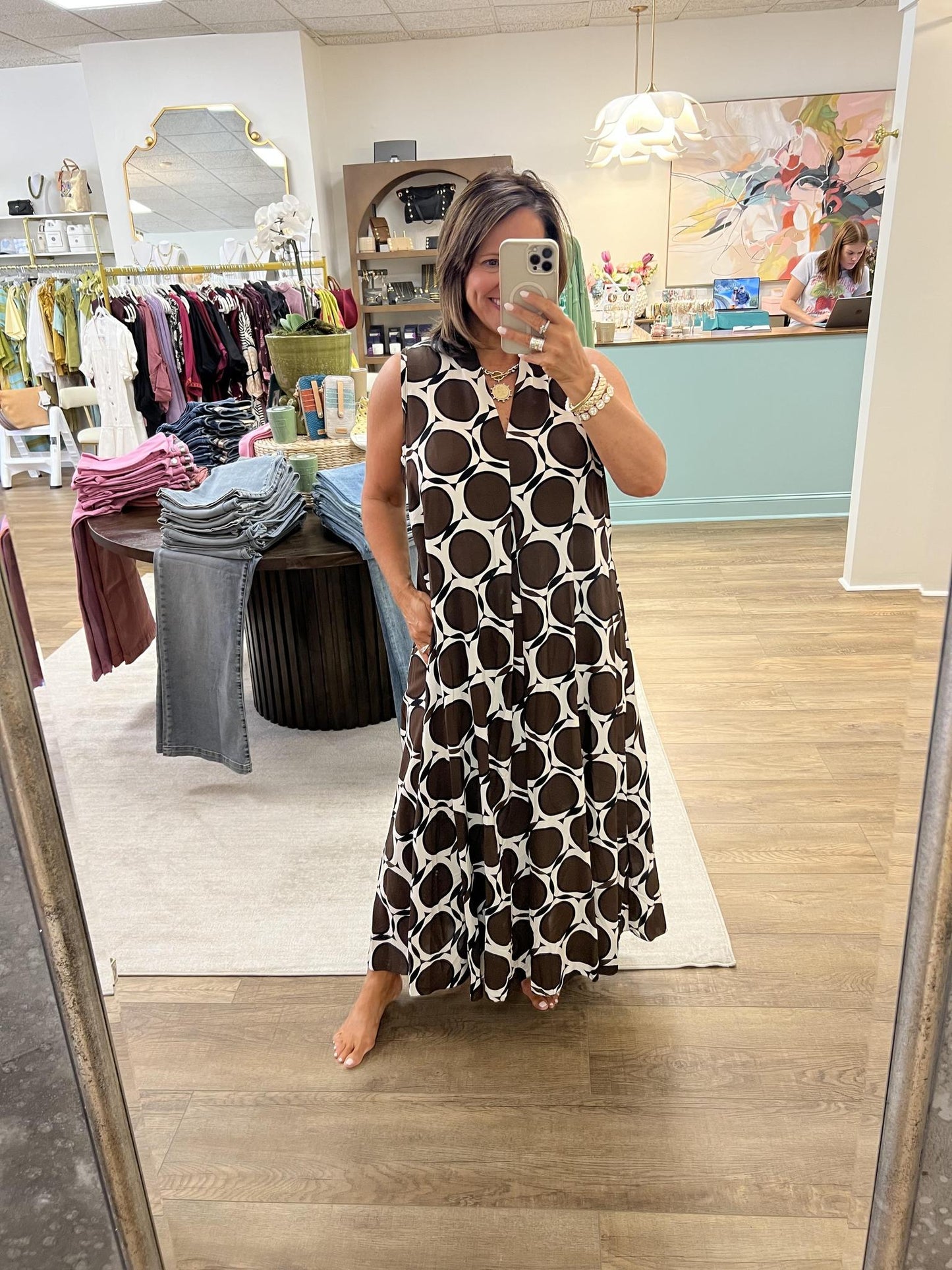 Yolly Dot Dress-Brown