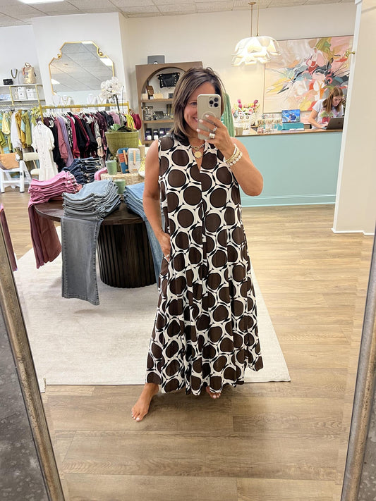 Yolly Dot Dress-Brown