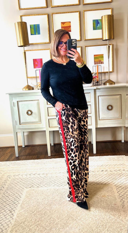 Wide-leg Leopard Pants