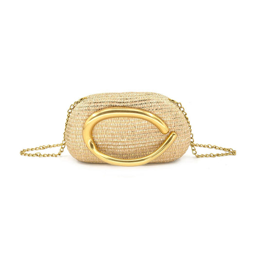 Gold Raffia Evening Bag