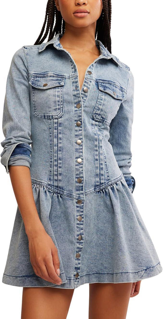 Free People Roadhouse Mini Denim Dress