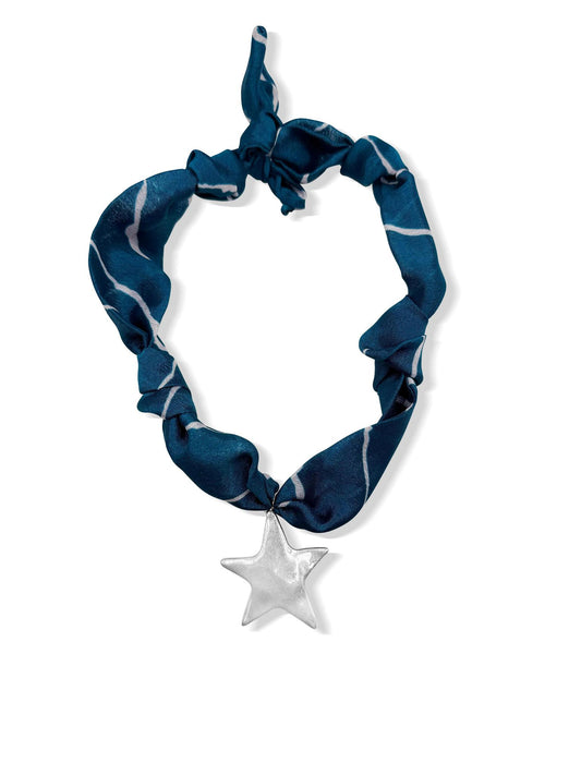 Kristalize Blue Silver Star Scarf Necklace