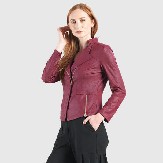 Liquid Leather Jacket- Merlot