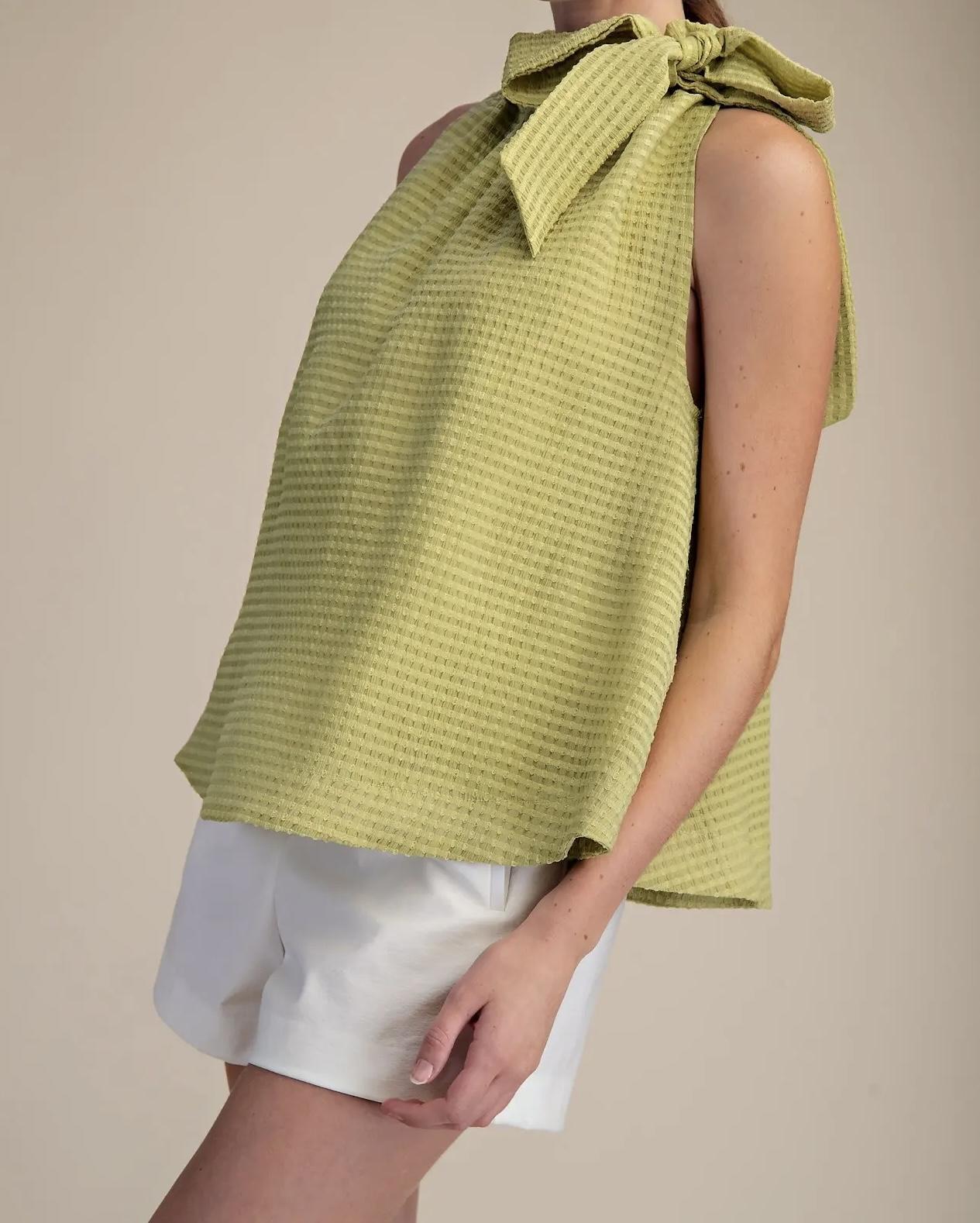 Ruffle Neck Tie Top