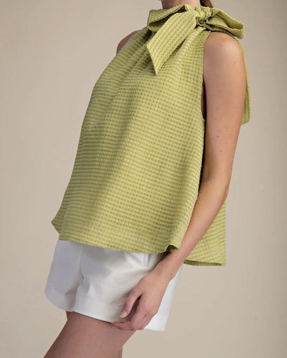 Ruffle Neck Tie Top