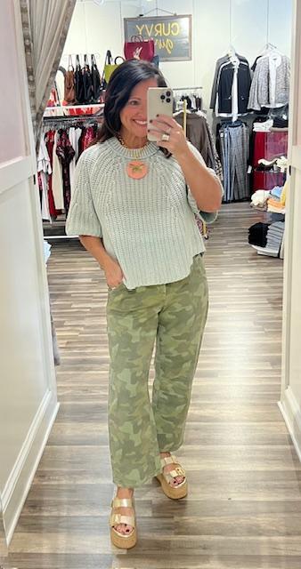 Free People Amy Sweater Tee- Cameo Green