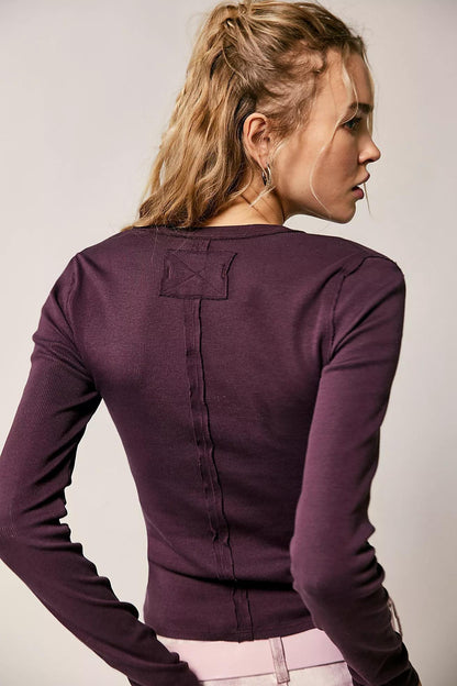 Free People Neria Long Sleeve- Vintage Grape