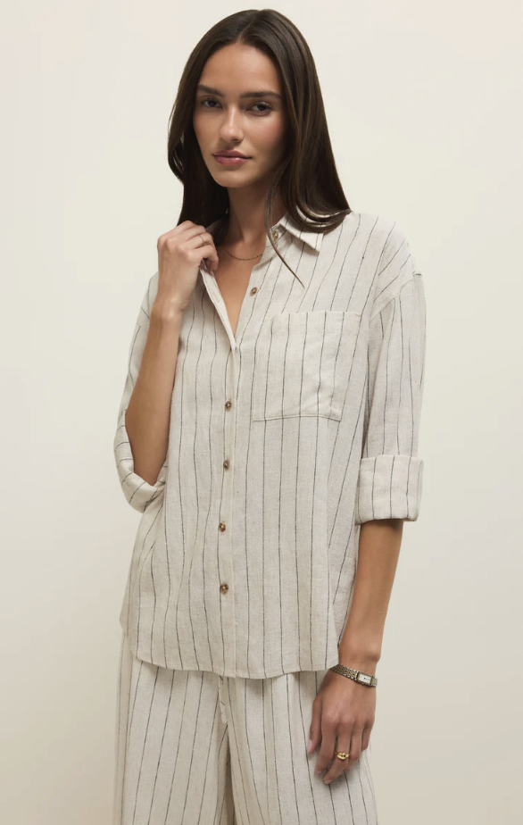 Alfie Striped Button Up Top