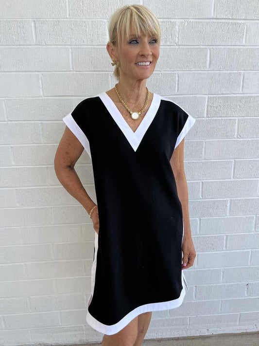 Border Tunic Dress- Black