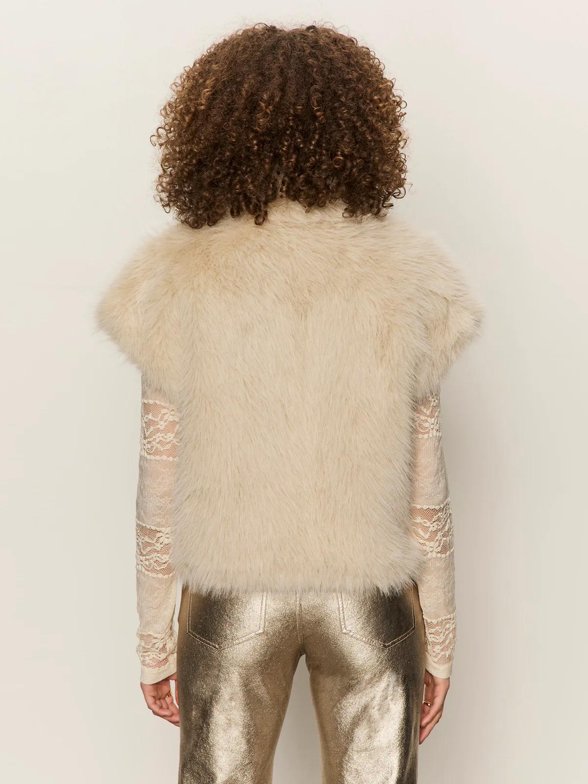 Silky Fur Vest- Almond Cream