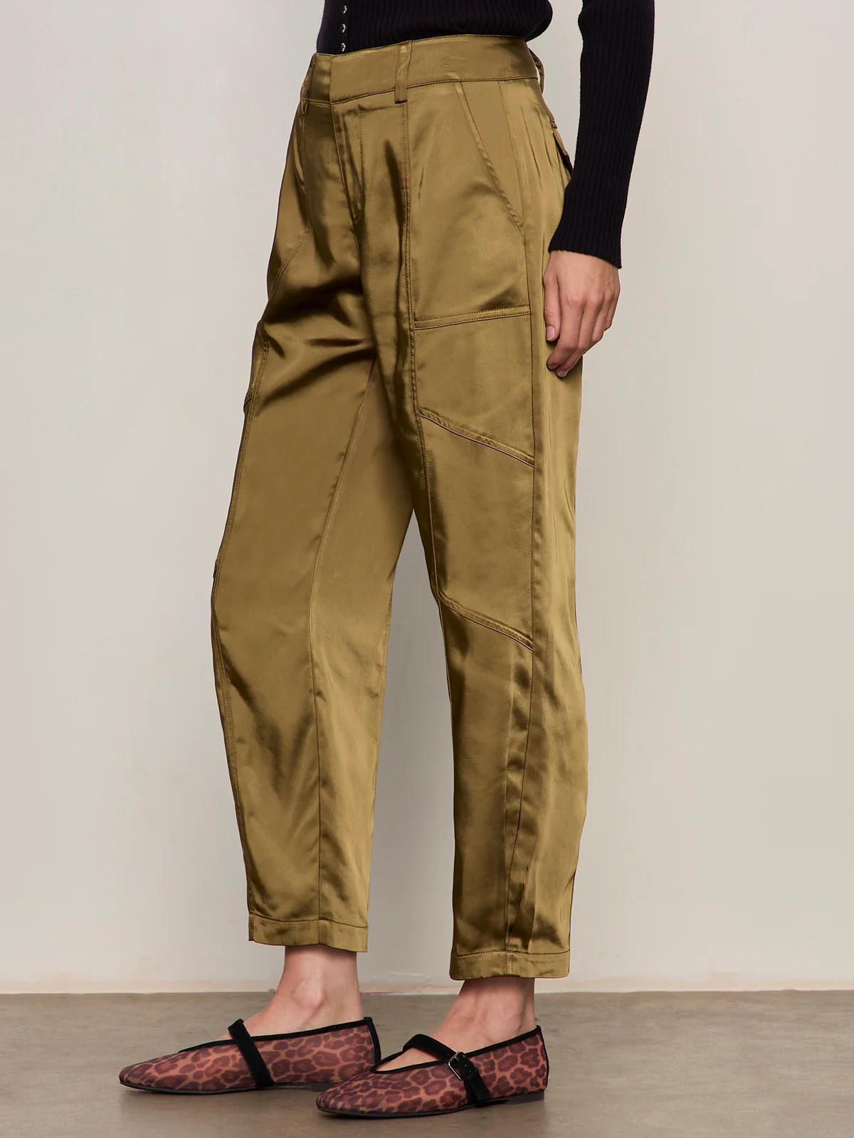 Satin Taper Pant- Dirty Martini