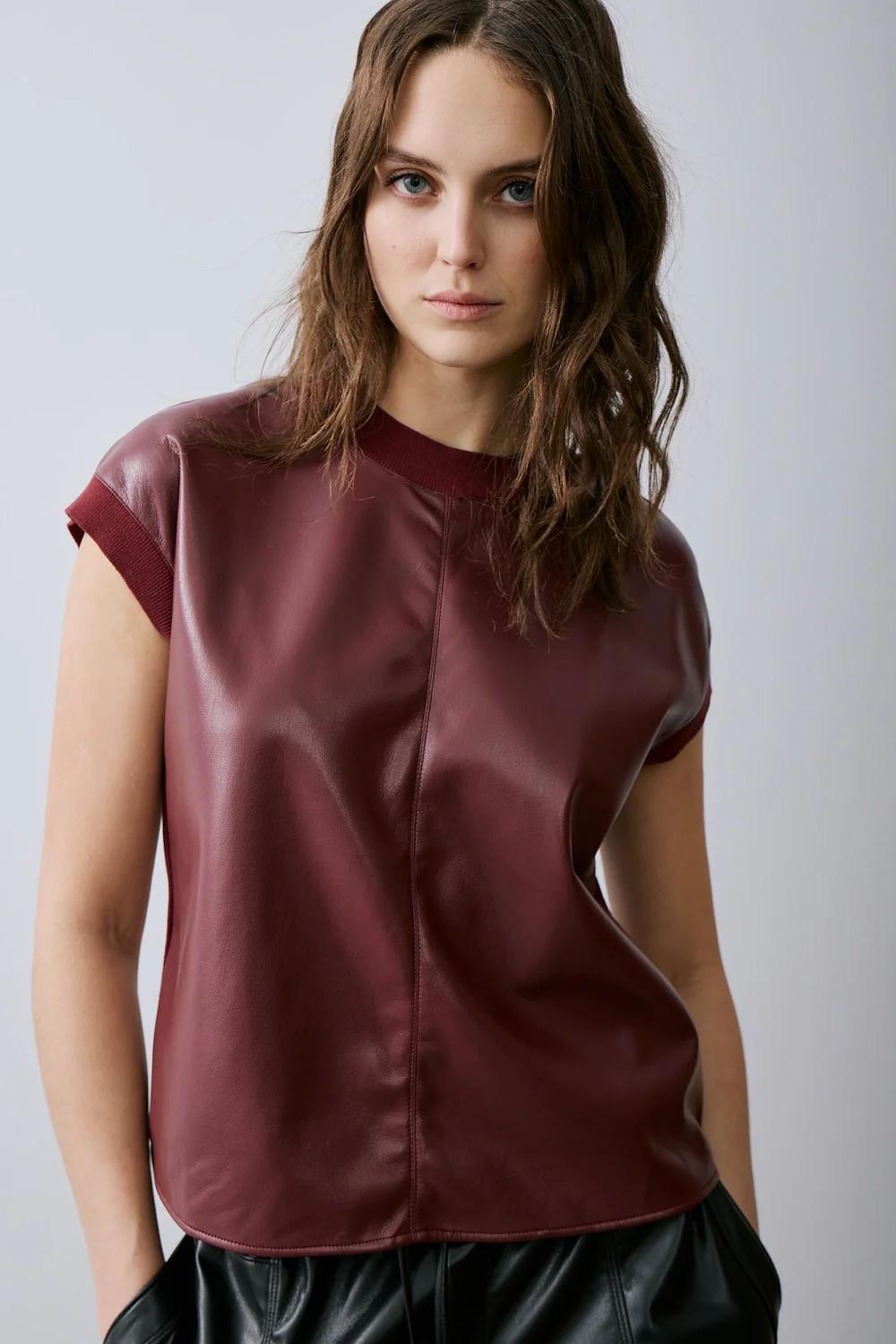 Melissa Nepton Rafe Top- Burgundy