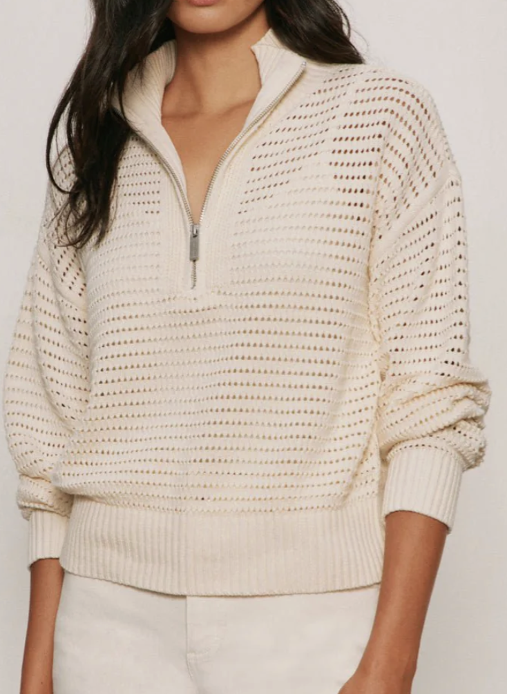 Open Knit 1/2 Zip Sweater