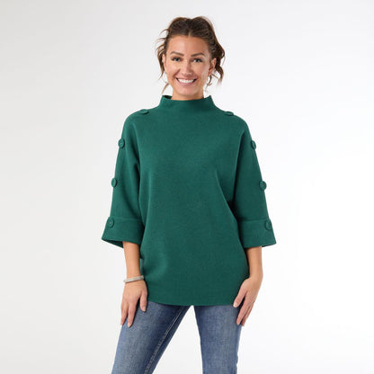 Button Sweater Top-Green