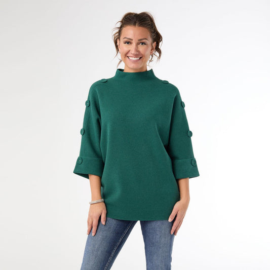 Button Sweater Top-Green