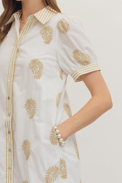 Seersucker Trim Midi Dress