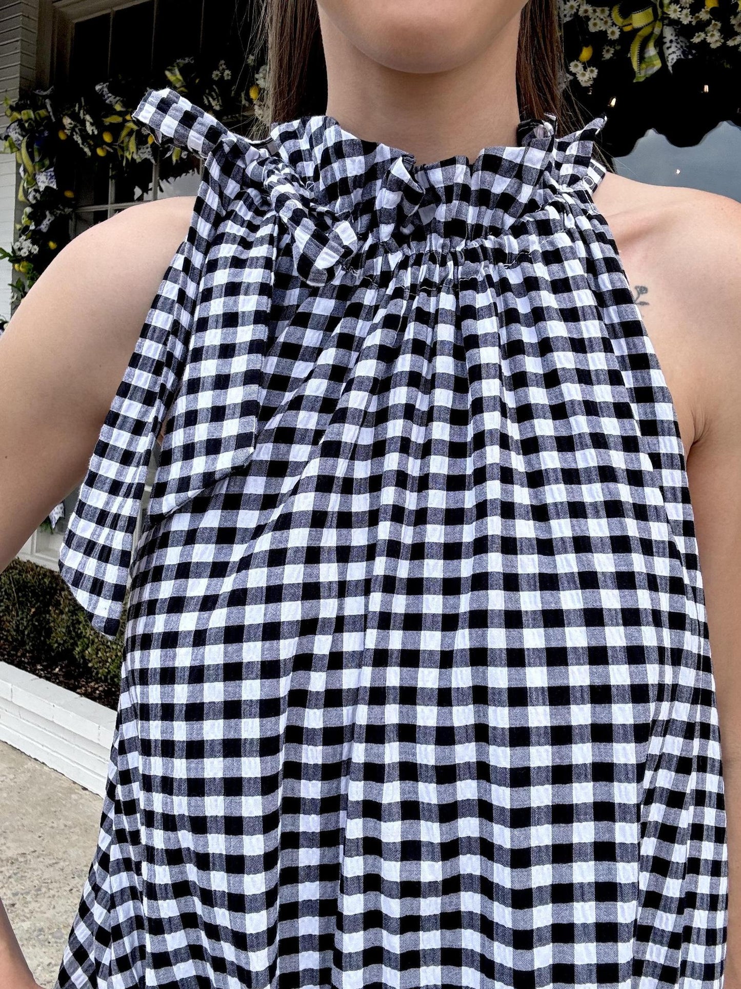 Black Gingham Maxi Dress