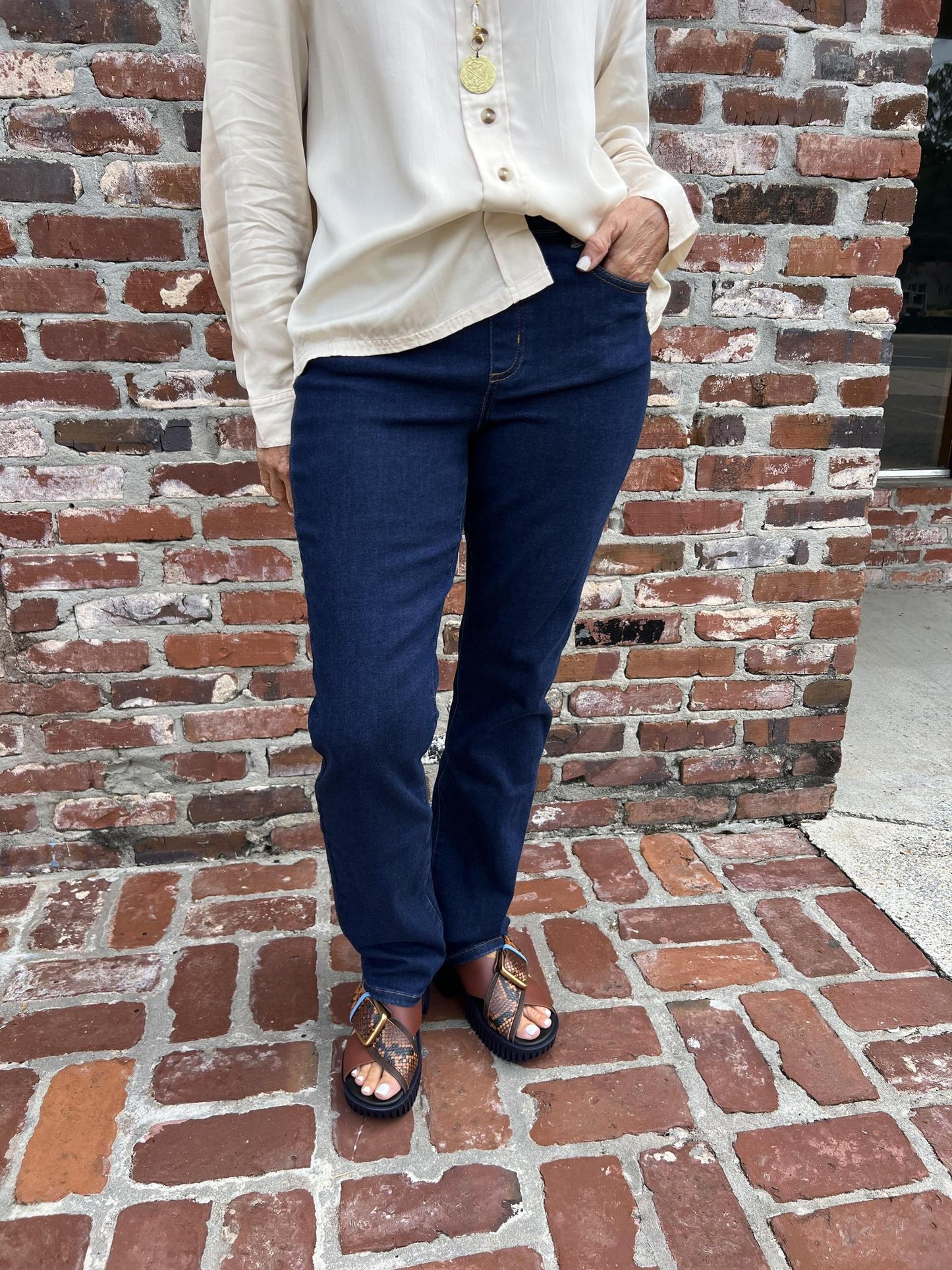 Sophia Pull On Denim- Dark Night